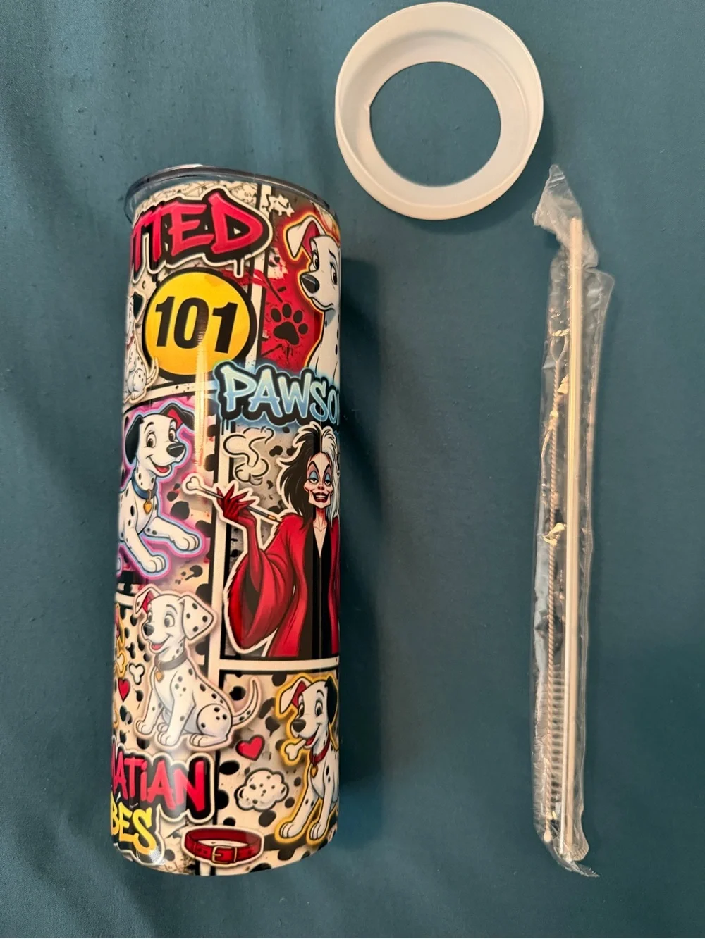 NEW 101 Dalmatian Stainless Steel Tumbler - Colorful Cartoon Design